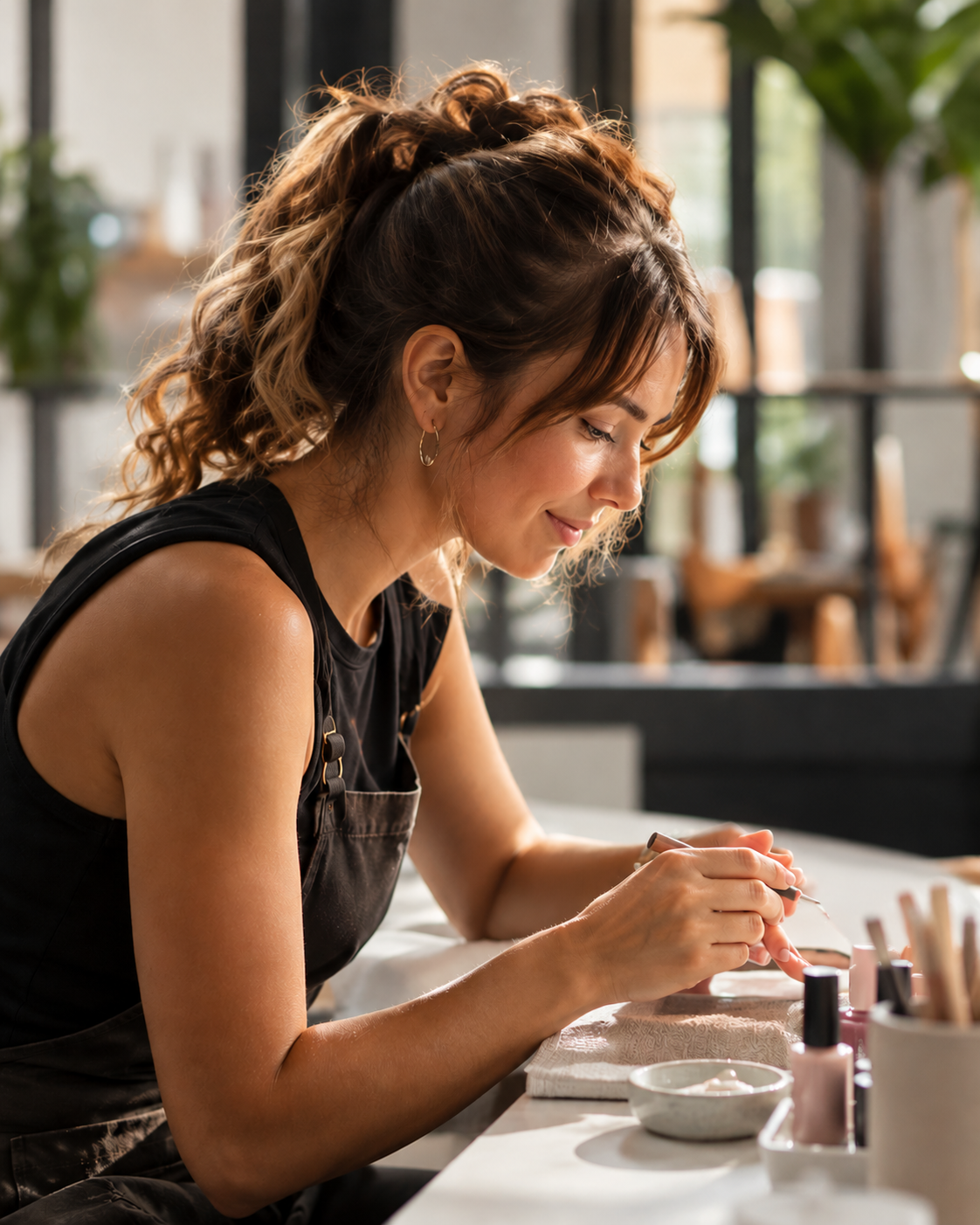 Profesional realizando una manicura en su estudio